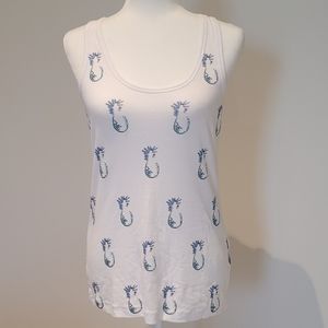 Tommy Bahama White Pineapple Tank Top Embellished